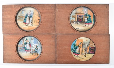 Lot 66 - A Mahogany Mounted One to Twelve Magic Lantern Slide Set of ''Old Mother Hubbard''