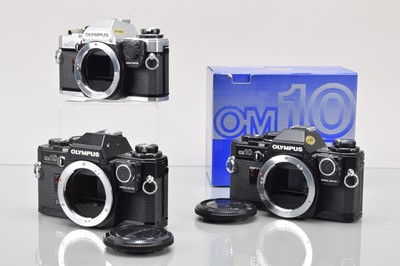 Lot 237 - Three Olympus OM-10 SLR Camera Bodies