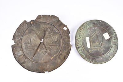 Lot 11 - Two 19th Century circular tin Church of England Life and Fire Assurance Trust and Annuity Institution signs