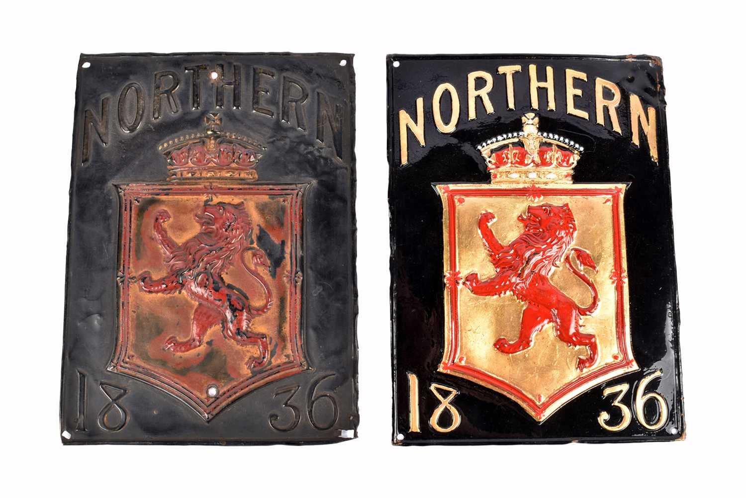 Lot 39 - Two 19th Century copper tinned iron Northern Assurance Company rectangular firemarks