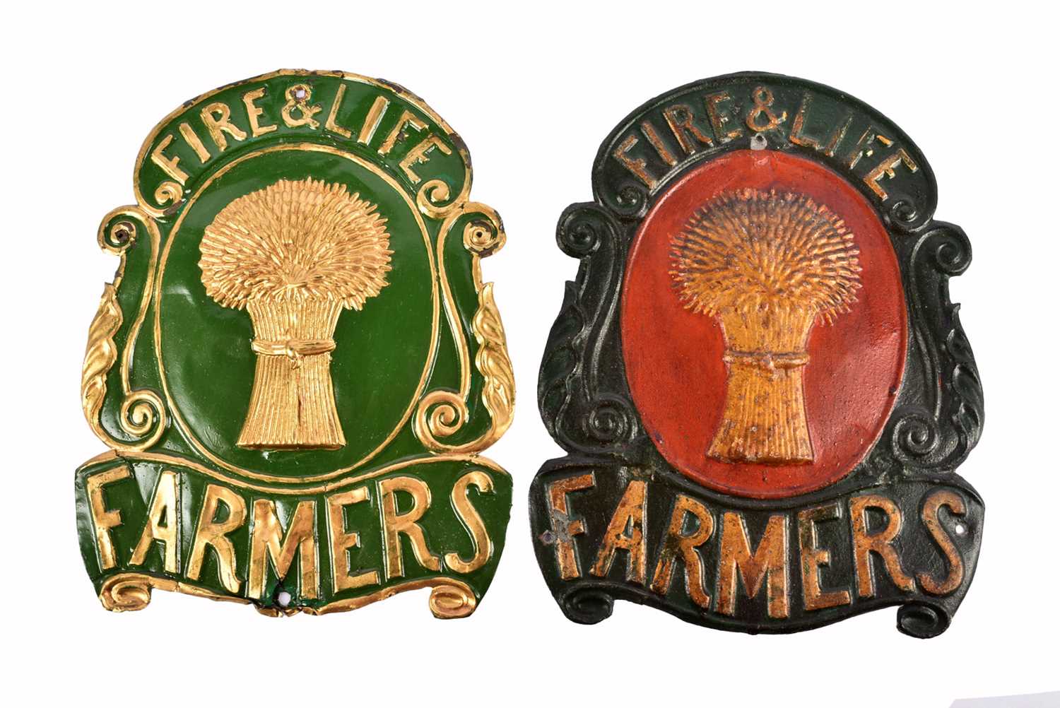Lot 55 - Two copper and zinc 19th Century The Farmers and General Fire and Life Insurance Institution firemarks