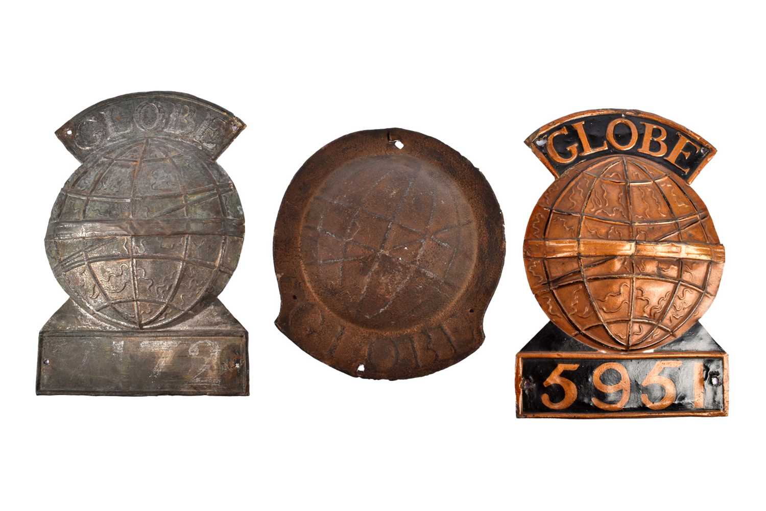 Lot 75 - Three 19th Century Globe Insurance Company firemarks