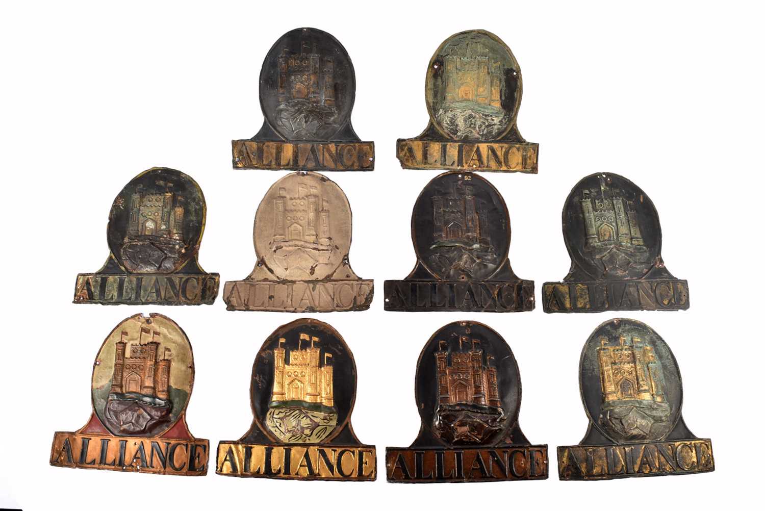 Lot 78 - Ten 19th Century copper Alliance British and Foreign Fire and Life Insurance Company firemarks
