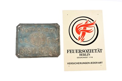Lot 200 - Two European fire advertising plaques