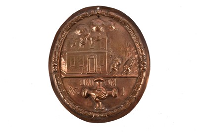 Lot 201 - A 19th Century copper Union No 1 pressed oval plaque