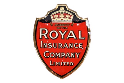 Lot 209 - A reverse painted glass advertising Royal Insurance Company Limited shield sign