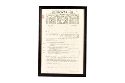Lot 228 - Framed Royal Insurance Company Limited Personal Accident insurance policy
