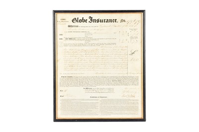 Lot 232 - Framed and glazed Globe Insurance Fire Home Department Policy