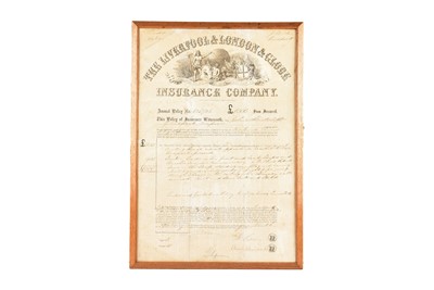 Lot 233 - Framed The Liverpool & Londond & Globe Insurance Company annual policy