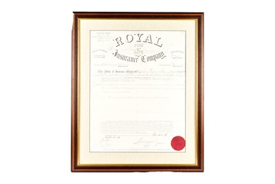 Lot 242 - Framed Royal Fire and Life Insurance Company policy