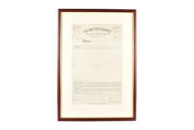 Lot 250 - Framed and glazed Globe Insurance for Fire and Life and Annuities and Reversions Policy