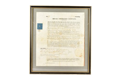 Lot 255 - Framed and glazed Royal Insurance Company Policy