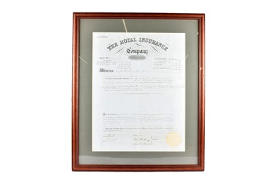 Lot 256 - Framed and glazed Royal Insurance Company Policy