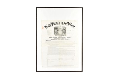 Lot 261 - Framed and glazed Sun Fire Office Insurance policy