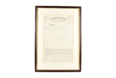 Lot 264 - Framed and glazed Globe Insurance for Fire and Life and Annuities and Reversions Policy