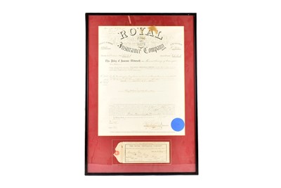 Lot 267 - Framed and glazed Royal Fire and Life Insurance Company policy