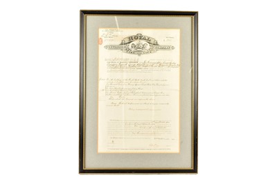 Lot 281 - Framed and glazed Royal Fire & Life Double Sided Insurance Company Policy