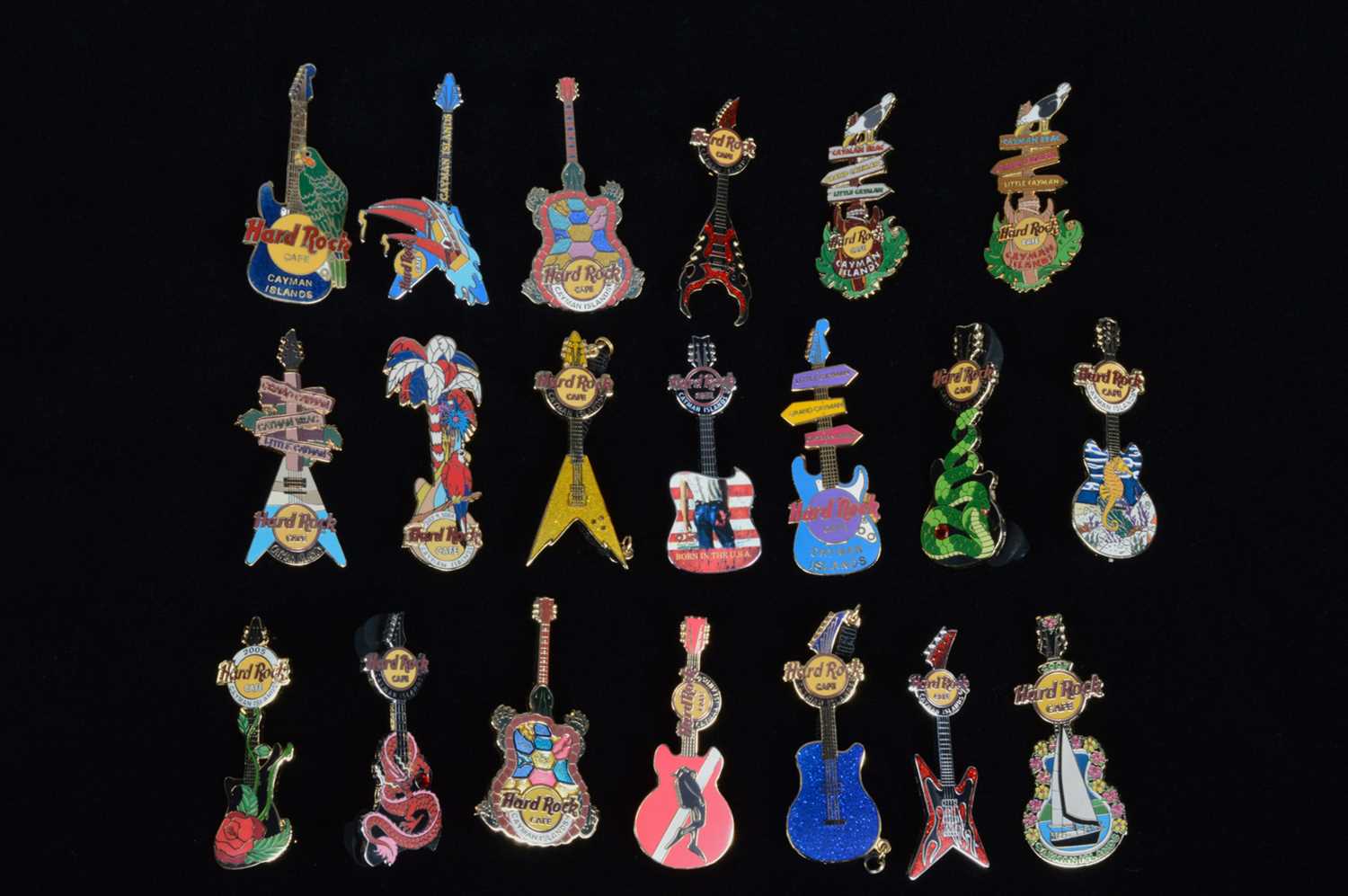Lot 4 - A collection of twenty unusual designed Hard Rock Café Cayman Islands pin badges