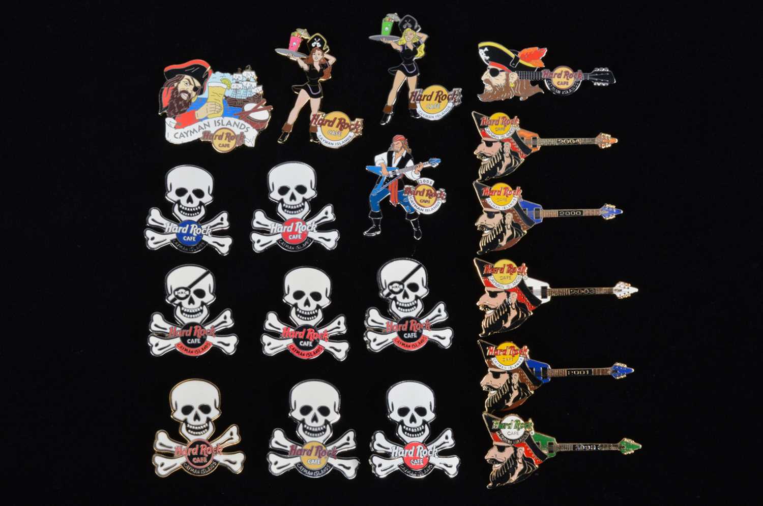 Lot 5 - A collection of eighteen Pirate week Hard Rock Café Cayman Islands pin badges
