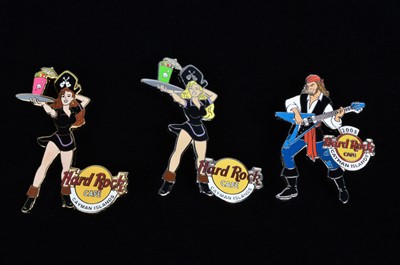 Lot 5 - A collection of eighteen Pirate week Hard Rock Café Cayman Islands pin badges