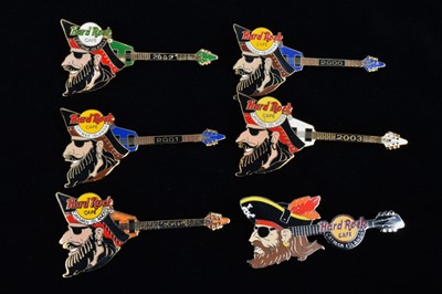 Lot 5 - A collection of eighteen Pirate week Hard Rock Café Cayman Islands pin badges