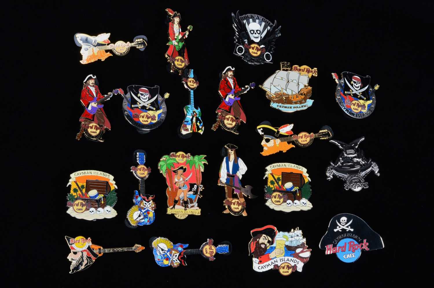 Lot 6 - A collection of twenty Pirate week Hard Rock Café Cayman Islands pin badges