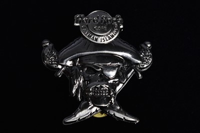 Lot 7 - A collection of ten chrome Hard Rock Café Cayman Islands pin badges