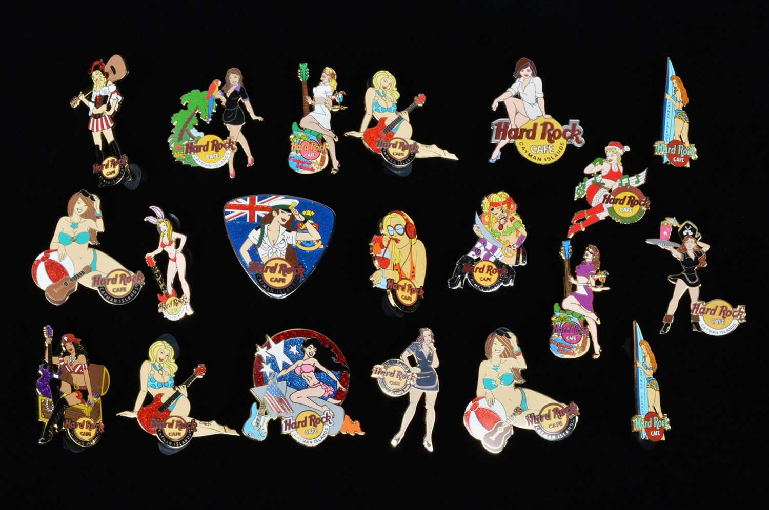 Lot 11 - A collection of twenty Women Hard Rock Café Cayman Islands pin badges