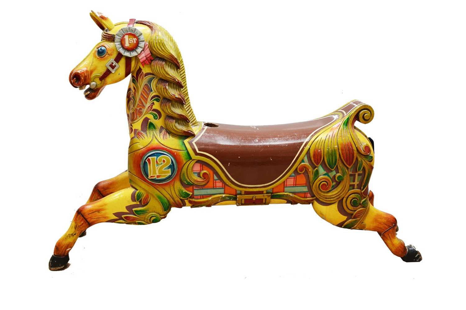 Lot 26 - A large English painted wooden carousel horse ‘David’