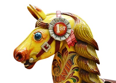 Lot 26 - A large English painted wooden carousel horse ‘David’