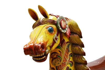 Lot 26 - A large English painted wooden carousel horse ‘David’