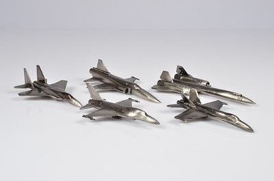 Lot 233 - A collection of five novelty fighter jet table lighters