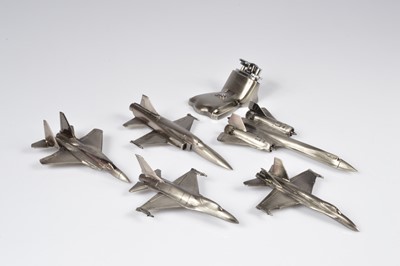 Lot 233 - A collection of five novelty fighter jet table lighters