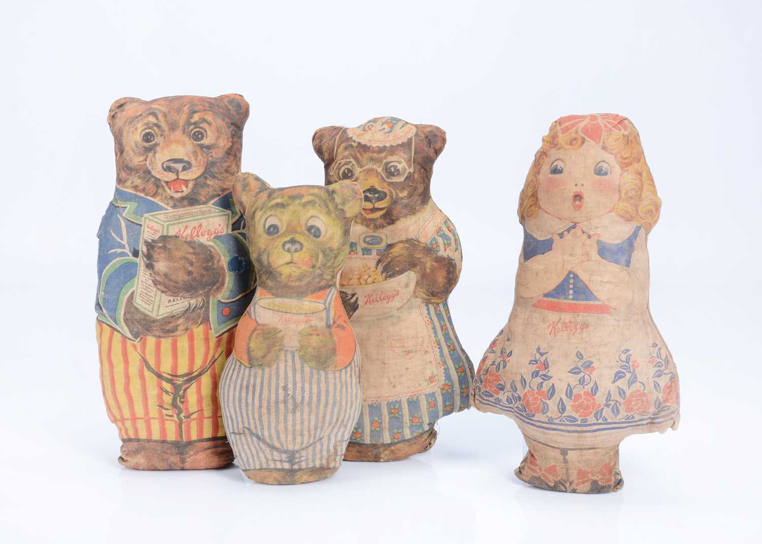 Lot 70 - 1920's Kellogg's Advertising  Goldilocks and the Three Bears cloth toys