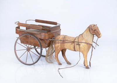 Lot 189 - An large French painted tinplate ‘inside car’ cart, circa 1900