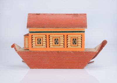 Lot 216 - A rare Erzgebirge Noah’s Ark and animals with very rare ark animal list