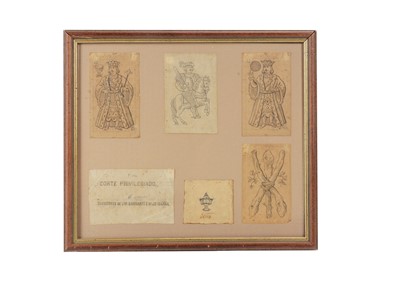 Lot 236 - Four 19th century original drawings for Spanish playing cards