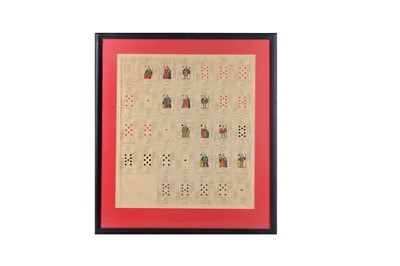 Lot 239 - An uncut playing card sheet Petit Etteilla cartomancy originally designed and published by Jacques Grasset de Saint-Sauveur, Paris
