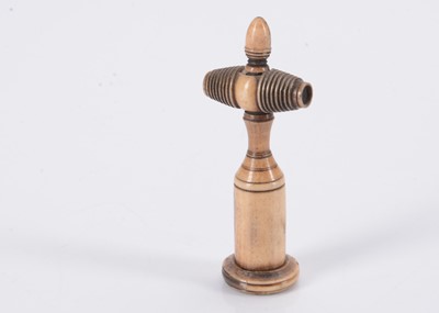 Lot 247 - A rare 19th century bone dummy corkscrew die holder and pipe stamper