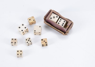 Lot 248 - Seven Georgian tax stamped bone dice