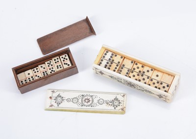Lot 256 - Two miniature bone domino sets