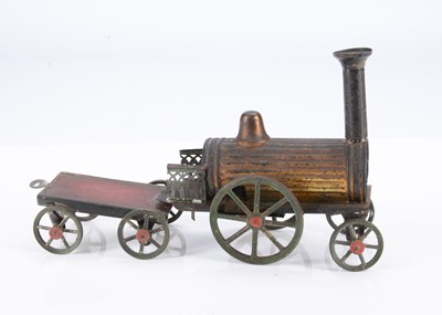 Lot 287 - An early Jules Faivre clockwork tinplate 2-2-0 locomotive and four-wheel tender