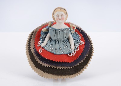 Lot 497 - A mid 19th century Alt, Beck & Gottschalk all-bisque Frozen Charlotte doll penwipe
