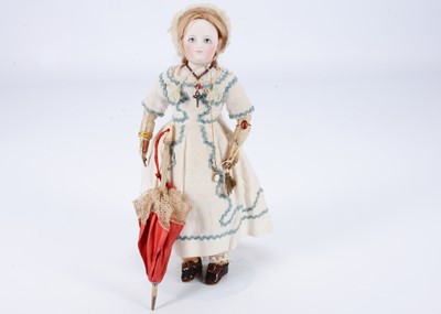 Lot 503 - An unusual mid 19th century French Parisienne bisque shoulder head fashion doll