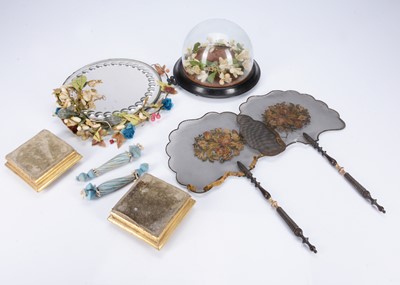 Lot 508 - An 19th century glass dome with waxed flower bridal headdress