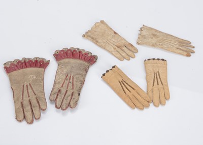 Lot 510 - Three pairs of 19th century doll’s gloves