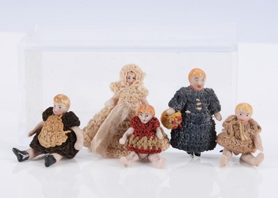 Lot 528 - Five Carl Horn bisque miniature dolls