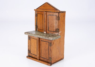 Lot 538 - A large 19th century English painted wood dolls’ house kitchen cupboard