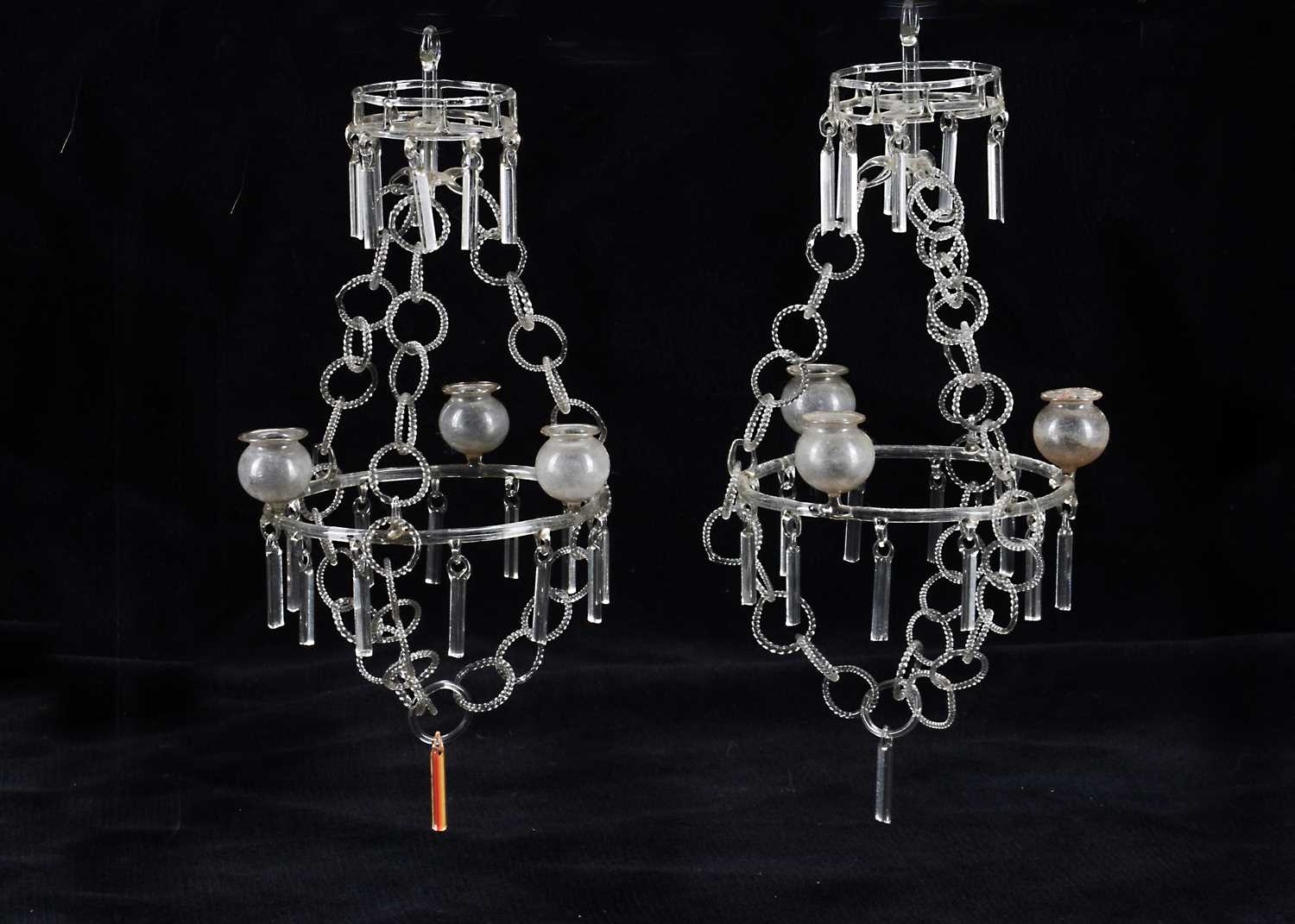 Lot 576 - A rare and fine pair of 19th century Lauscha glass chandelier