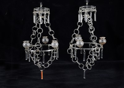 Lot 576 - A rare and fine pair of 19th century Lauscha glass chandelier